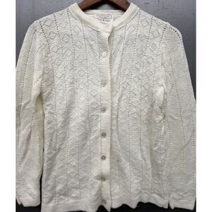 Vintage Wintuk Sweater Women S White Cardigan Knit Button‎ Up USA Granny Cottage